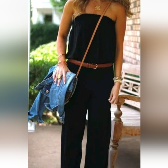 CAbi #838 Black Strapless Patio Romper Jumpsuit Pantsuit Size XS - Picture 1 of 15